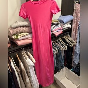 SKIMS bright pink body con dress